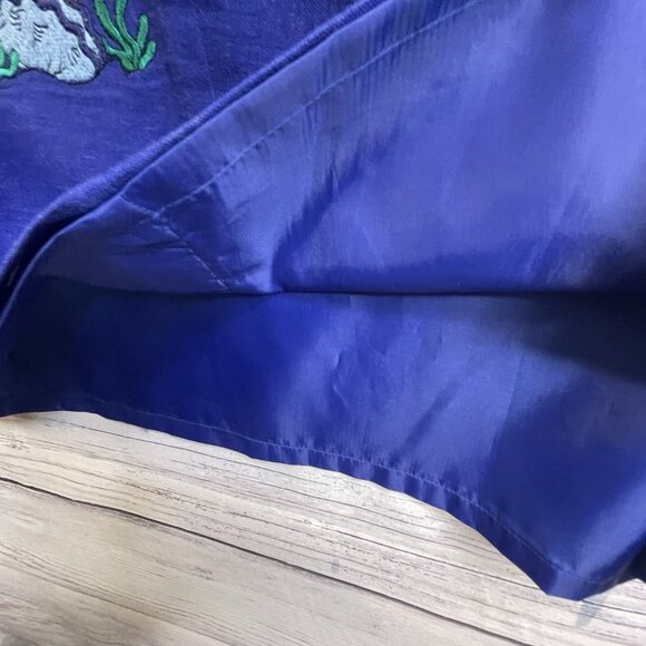 VTG 90s Ultra Dress 14 Linen Blend Fish Embroidered‎ Sleeveless Blue Nautical - Picture 10 of 16